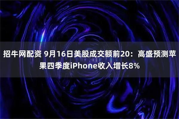 招牛网配资 9月16日美股成交额前20：高盛预测苹果四季度iPhone收入增长8%